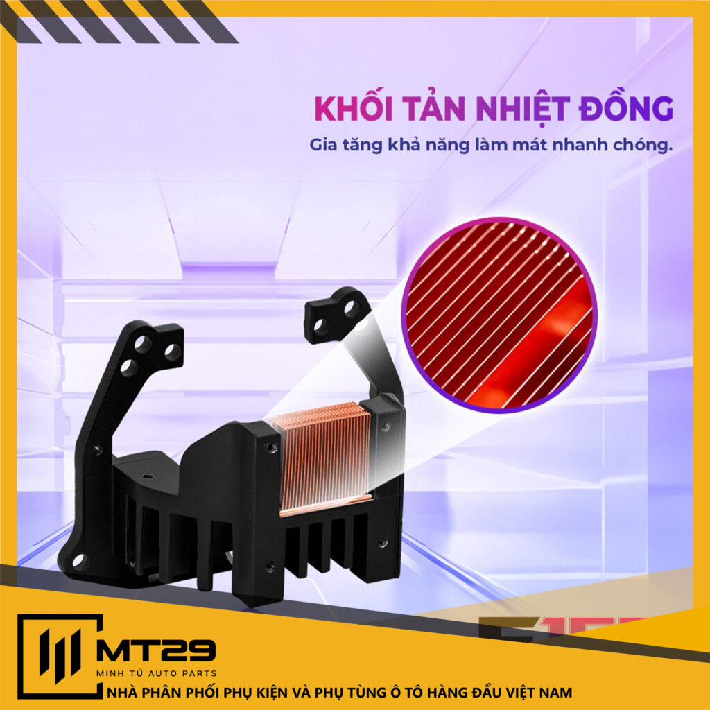 BI LED TITAN MOTO F150 PLUS 12 Hiệu quả dẫn nhiệt tốt của tản nhiệt đồng giúp quá trình tản nhiệt của đèn trở nên thuận tiện hơn.