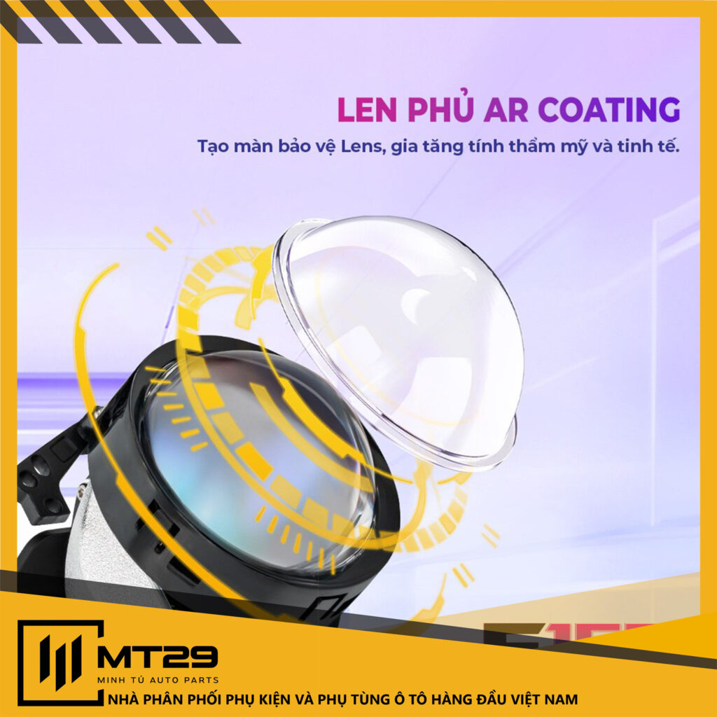 BI LED TITAN MOTO F150 PLUS 13 Lớp phủ AR Coating giúp bảo vệ mặt lens hoàn chỉnh.
