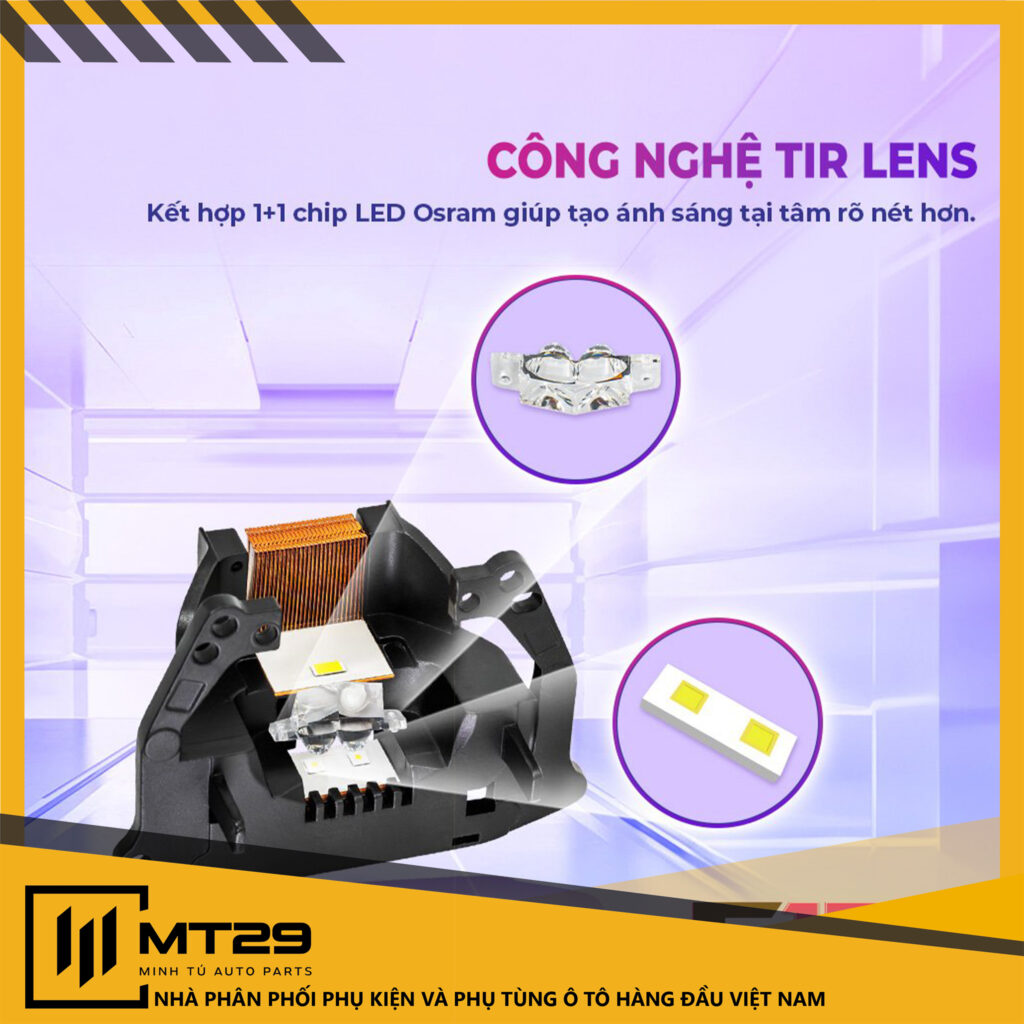 BI LED TITAN MOTO F150 PLUS 14 Công nghệ TIR Lens giúp hiệu quả thoát sáng được tối ưu.