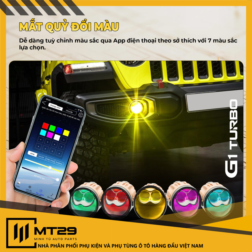 BI GẦM GTR G1 TURBO 20 Tính năng đổi màu mắt quỷ được tích hợp với App LED LAMP trên điện thoại