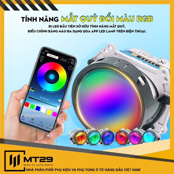 BI LED X_LIGHT V20 BASE 2025 7 Tính năng đổi màu mắt quỷ được tích hợp với App LED LAMP trên điện thoại