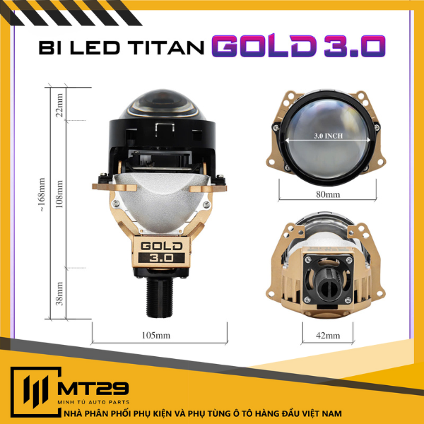 BI LED TITAN GOLD 3.0 14 Thiết kế linh hoạt với thấu kính 3.0 INCH MT29