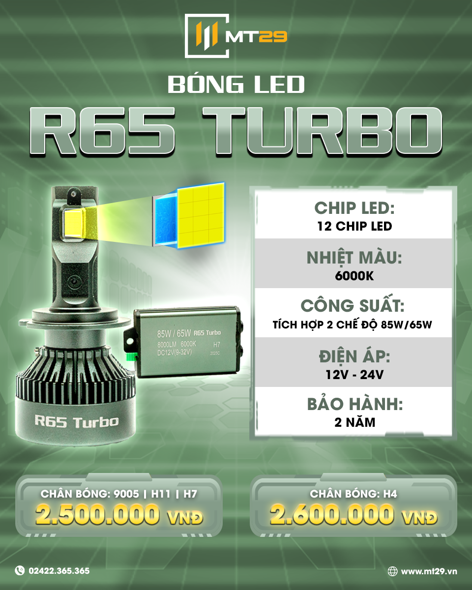BÓNG LED REDLIGHTING R65 TURBO 9 bóng led r65 turbo